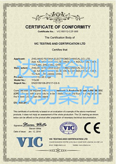 浙江飞迪凯机电有限公司CE认证证书