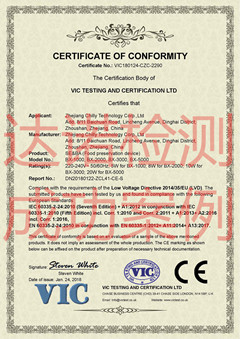 浙江驰力科技股份有限公司CE认证证书